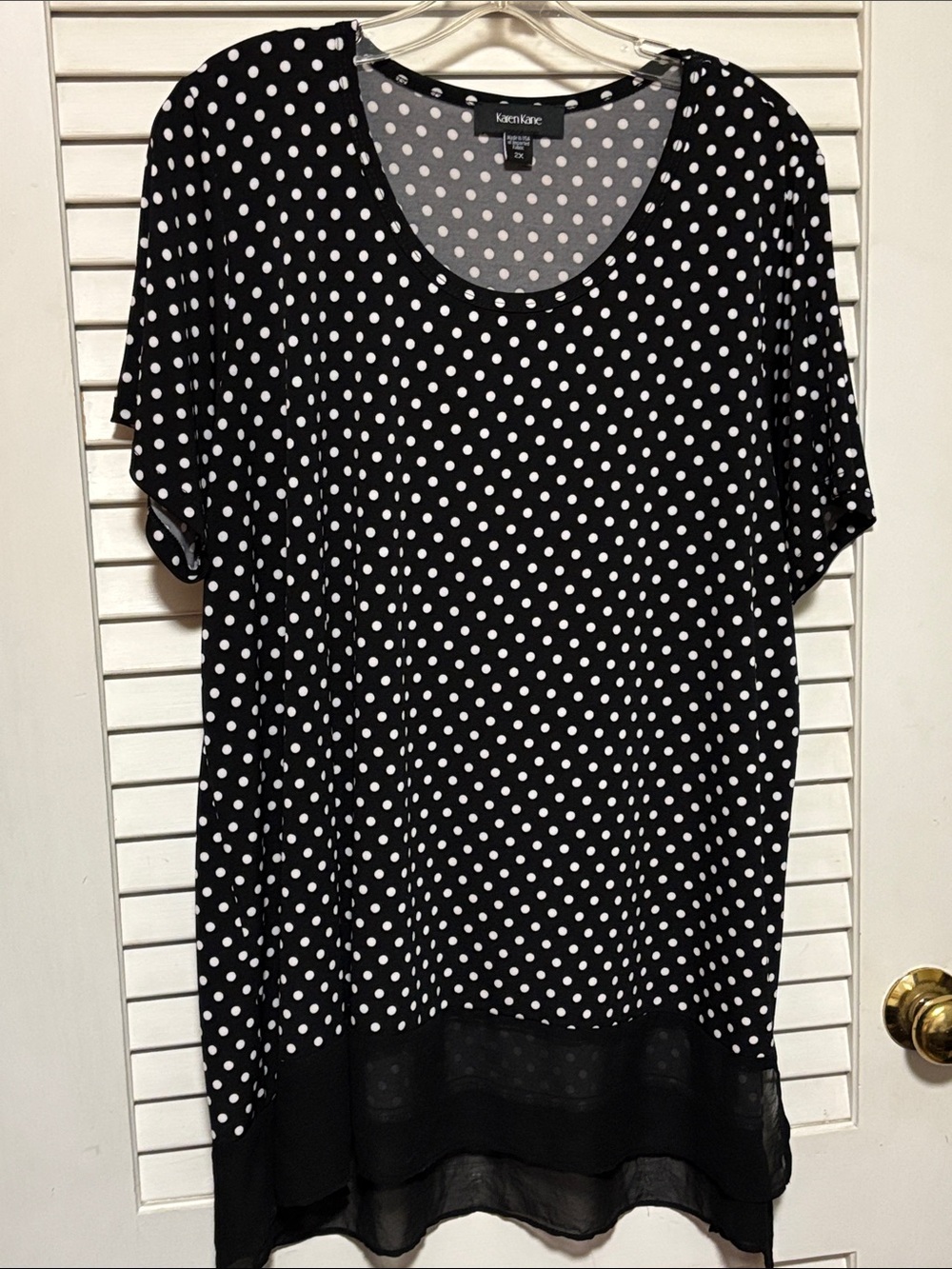 Karen Kane Black and White Polka Dot Scoop Neck Tunic
